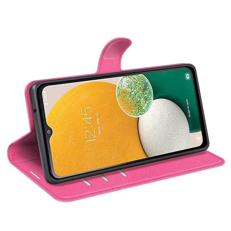 Litchi könyv tok Samsung Galaxy A14 4G/5G - rózsaszín - rózsa
