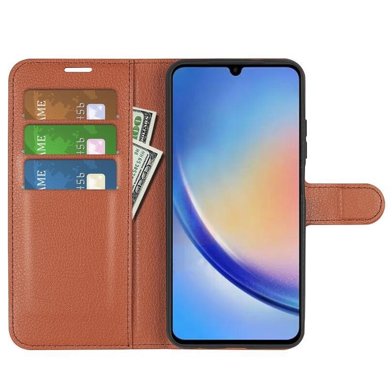 Litchi könyv tok Samsung Galaxy A34 5G-hez - barna