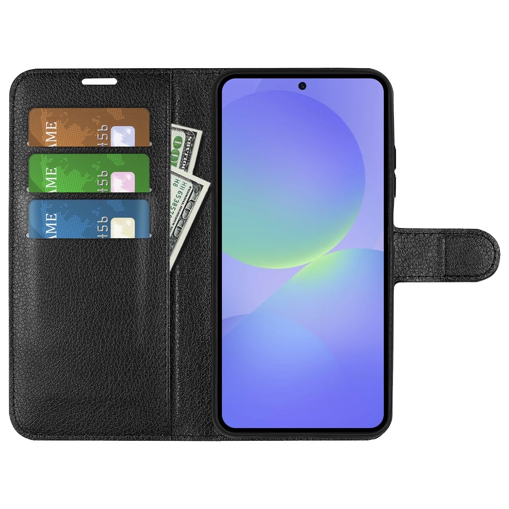Litchi könyv tok Samsung Galaxy A37 5G - fekete