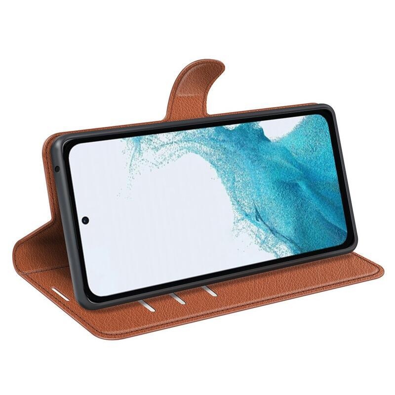 Litchi könyv tok Samsung Galaxy A54 5G-hez - barna