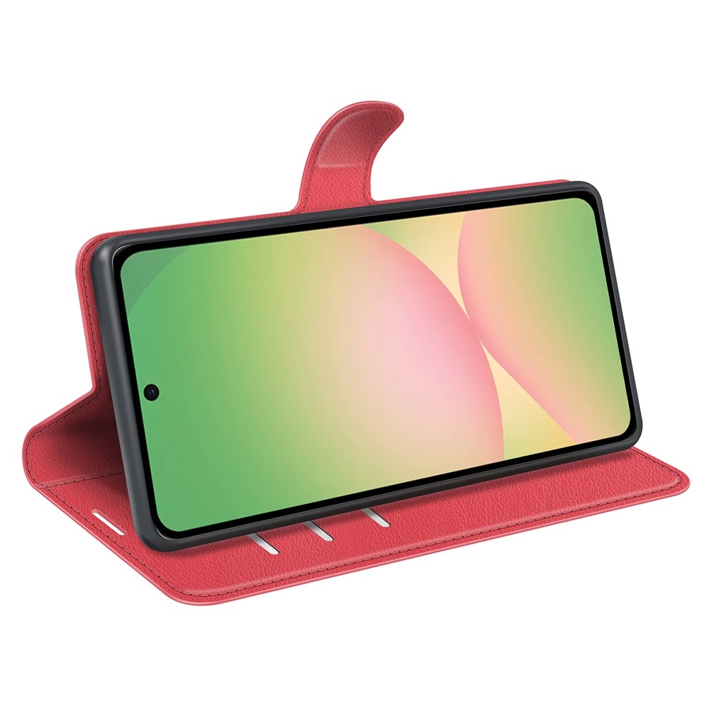 Litchi könyv tok Samsung Galaxy A57 5G - piros