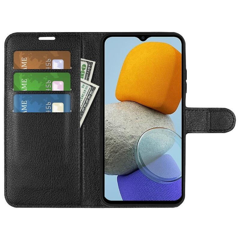 Litchi könyv tok Samsung Galaxy M23 5G - fekete