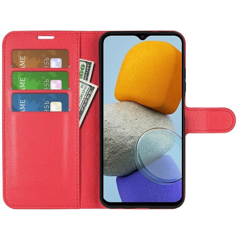 Litchi könyv tok Samsung Galaxy M23 5G-hez - piros