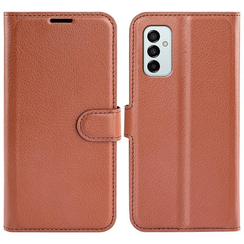 Litchi könyv tok Samsung Galaxy M23 5G-hez - barna
