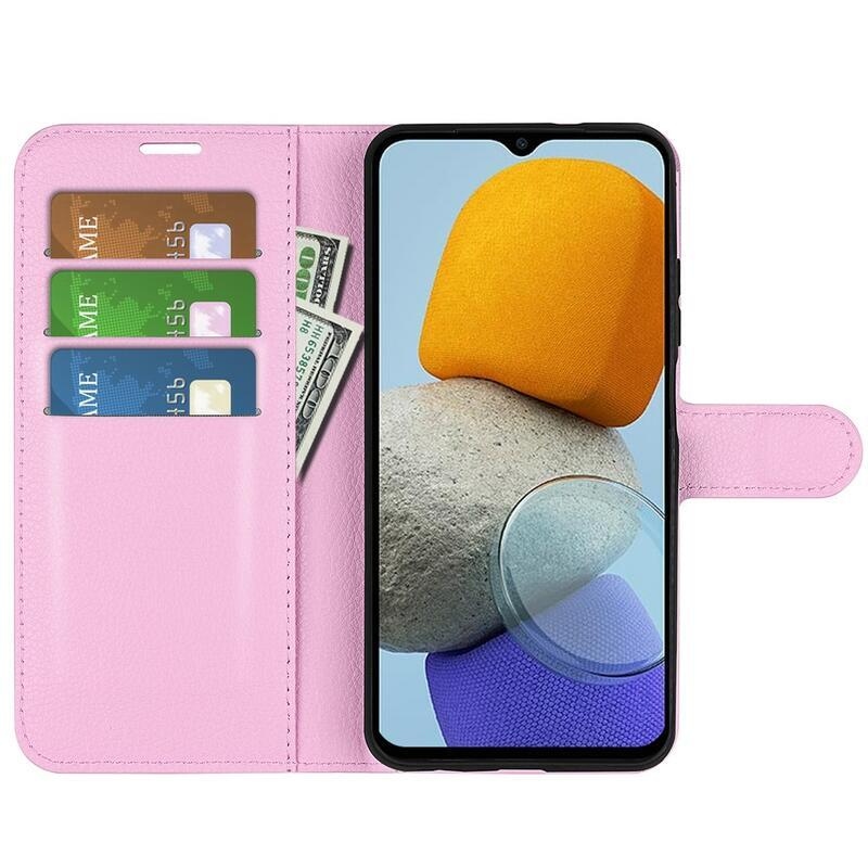Litchi könyv tok Samsung Galaxy M23 5G-hez - rózsaszínű