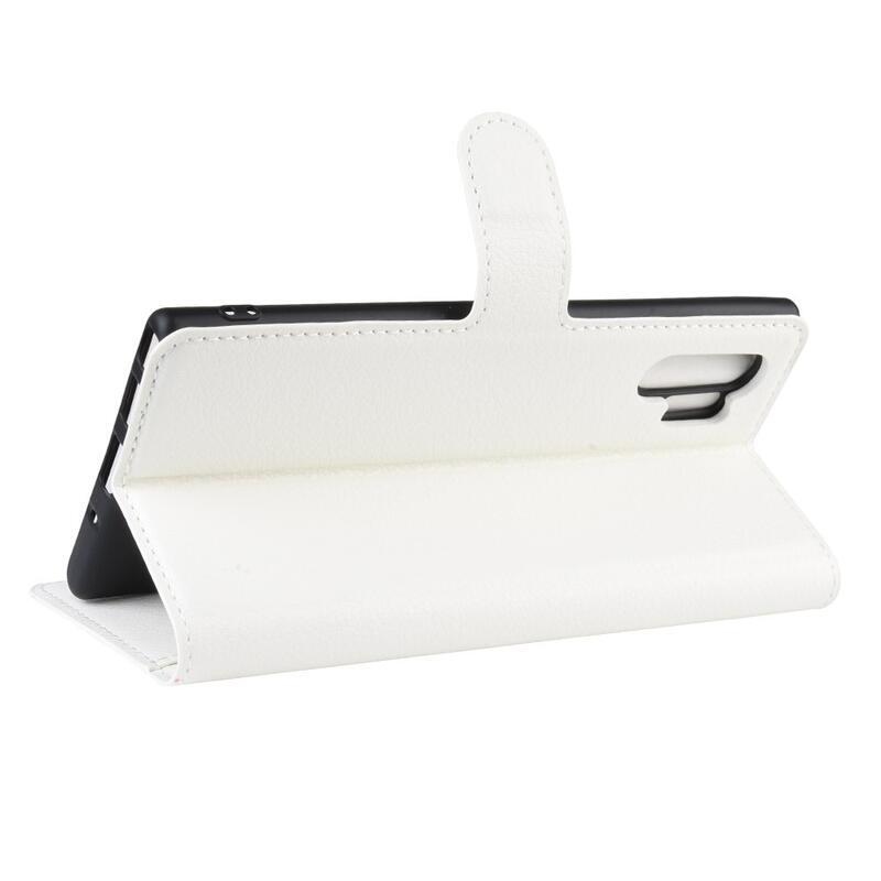 Litchi könyv tok Samsung Galaxy Note 10 Plus készülékhez - fehér