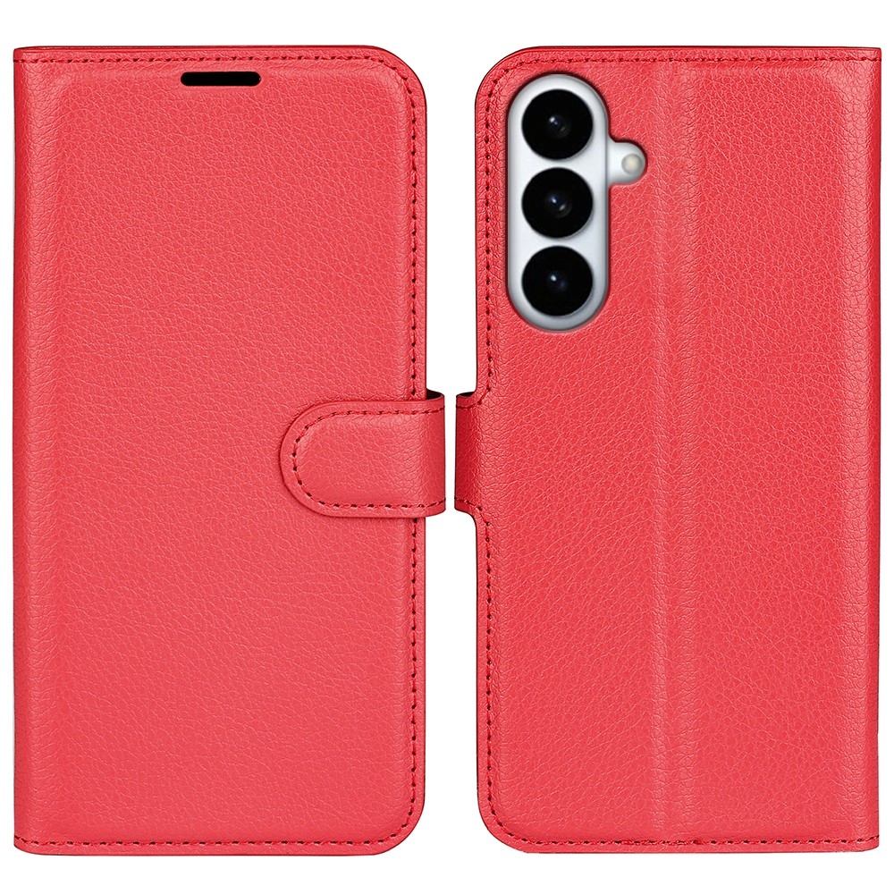 Litchi könyv tok Samsung Galaxy S26+ készülékhez - piros