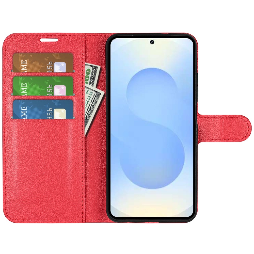 Litchi könyv tok Samsung Galaxy S26+ készülékhez - piros