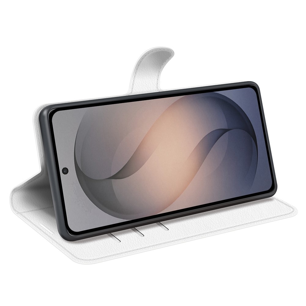 Litchi könyvformájú tok a Samsung Galaxy S26 FE-hez – fehér