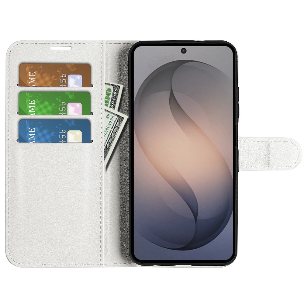 Litchi könyvformájú tok a Samsung Galaxy S26 FE-hez – fehér