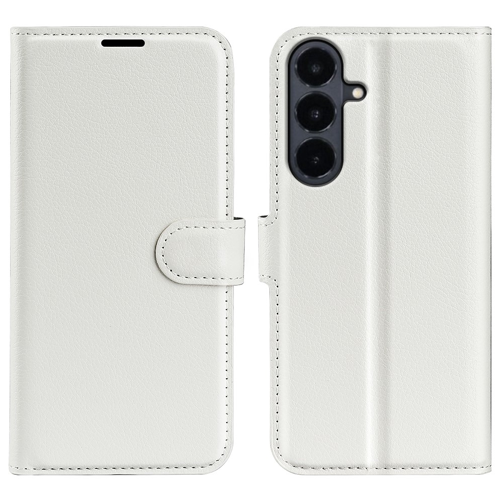 Litchi könyvformájú tok a Samsung Galaxy S26 FE-hez – fehér