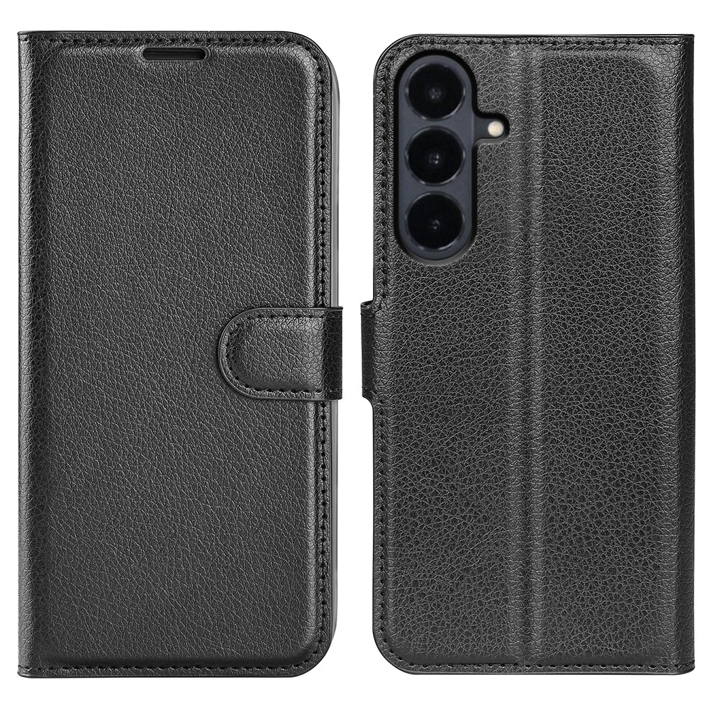Litchi könyvformájú tok a Samsung Galaxy S26 FE-hez – fekete