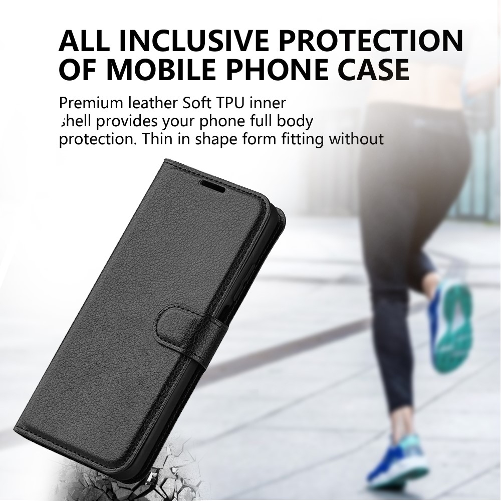 Litchi könyvformájú tok a Samsung Galaxy S26 FE-hez – fekete