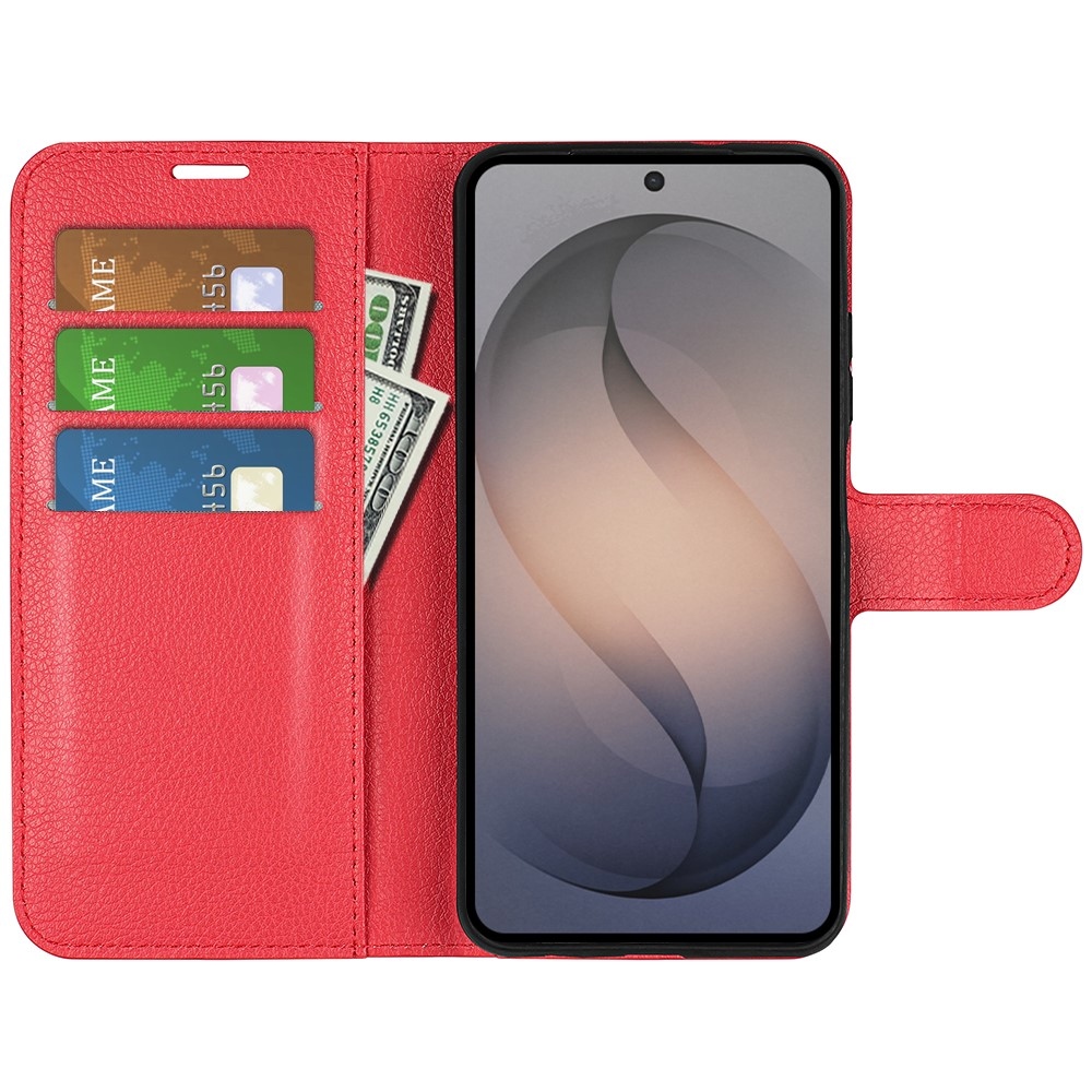 Litchi könyvformájú tok a Samsung Galaxy S26 FE-hez – piros