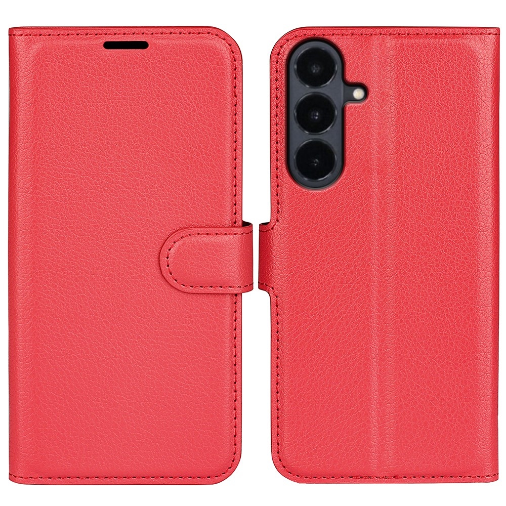 Litchi könyvformájú tok a Samsung Galaxy S26 FE-hez – piros