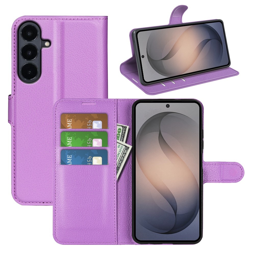 Litchi könyvformájú tok a Samsung Galaxy S26 FE-hez – lila