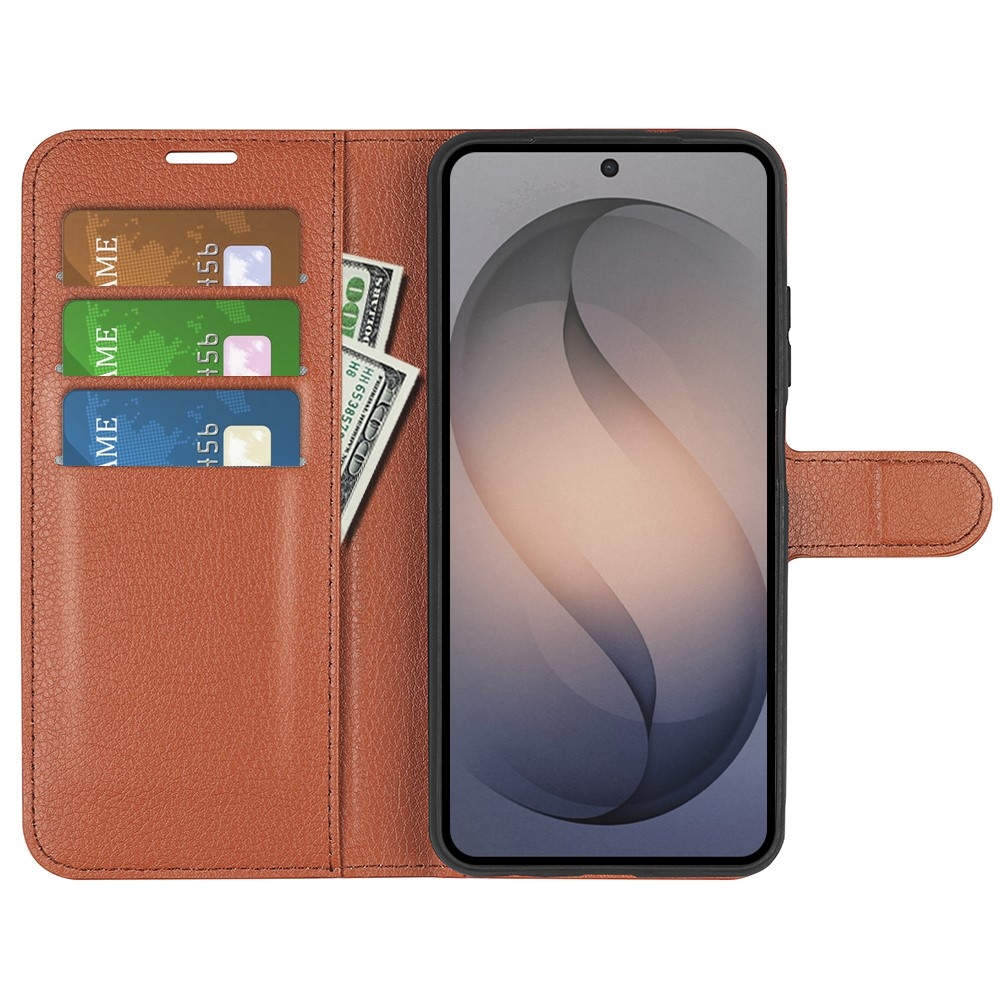 Litchi könyvformájú tok a Samsung Galaxy S26 FE-hez – barna