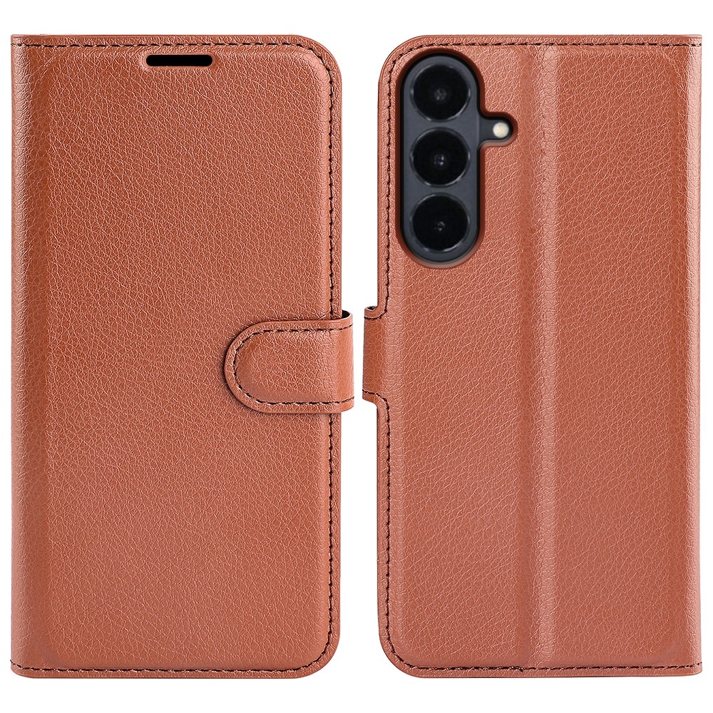 Litchi könyvformájú tok a Samsung Galaxy S26 FE-hez – barna