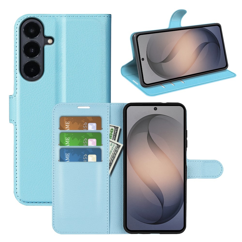 Litchi könyvformájú tok a Samsung Galaxy S26 FE-hez – kék