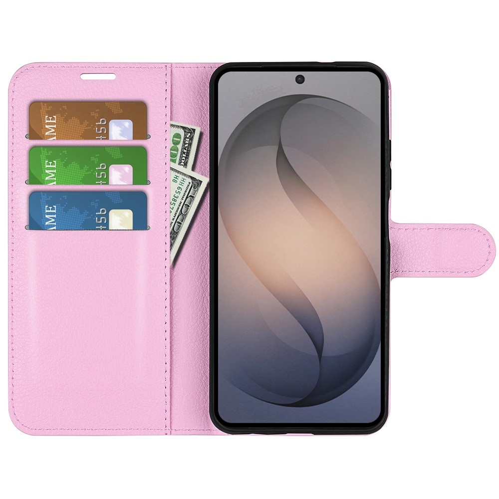 Litchi könyvformájú tok a Samsung Galaxy S26 FE-hez – rózsaszín