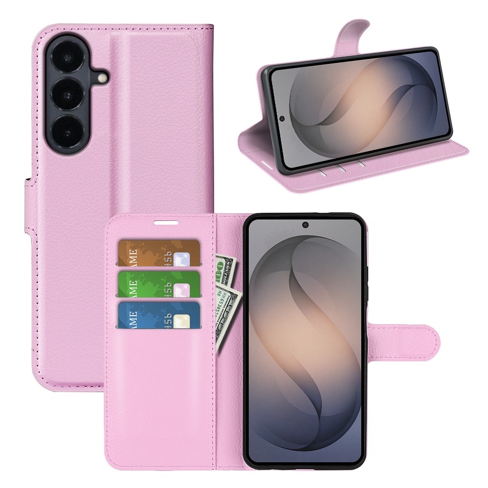 Litchi könyvformájú tok a Samsung Galaxy S26 FE-hez – rózsaszín