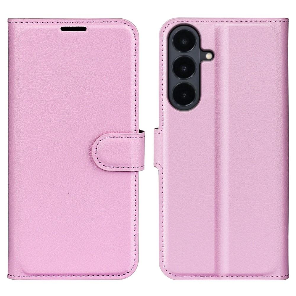 Litchi könyvformájú tok a Samsung Galaxy S26 FE-hez – rózsaszín