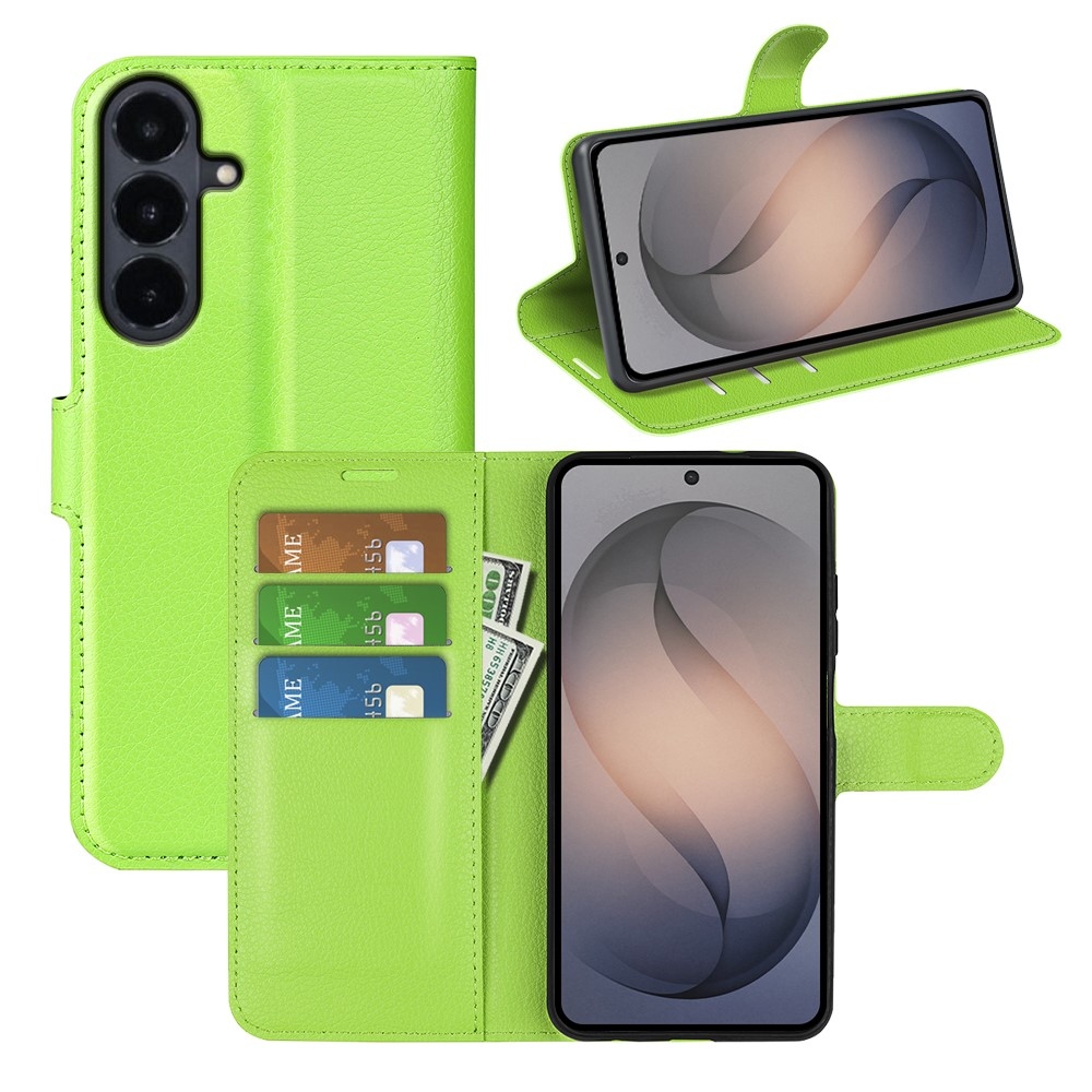 Litchi könyvformájú tok a Samsung Galaxy S26 FE-hez – zöld