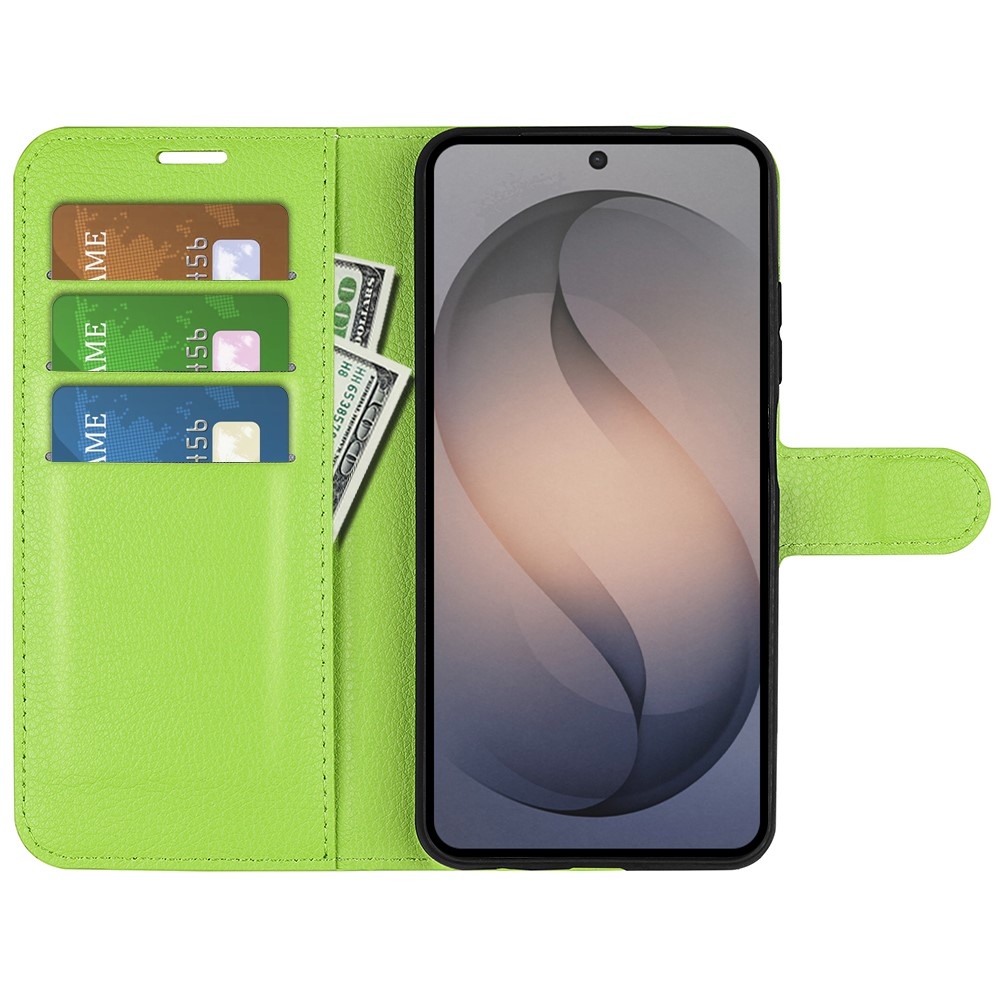 Litchi könyvformájú tok a Samsung Galaxy S26 FE-hez – zöld