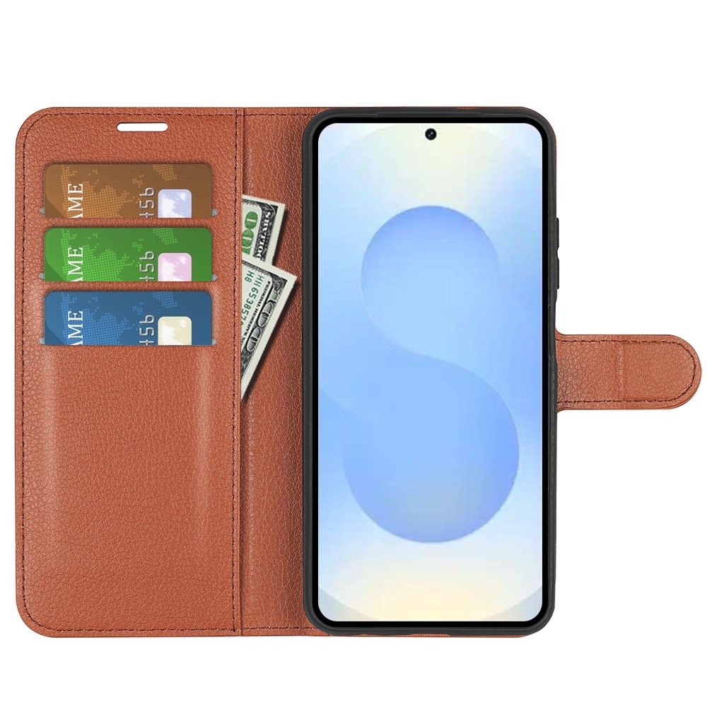 Litchi könyv tok Samsung Galaxy S26+ készülékhez - barna