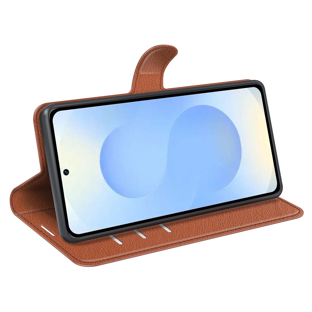 Litchi könyv tok Samsung Galaxy S26+ készülékhez - barna