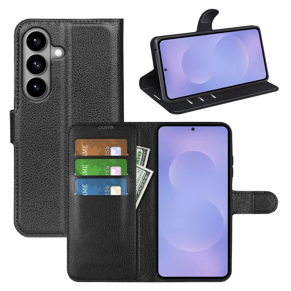 Litchi könyv tok Samsung Galaxy S26/S26 Pro készülékhez - fekete