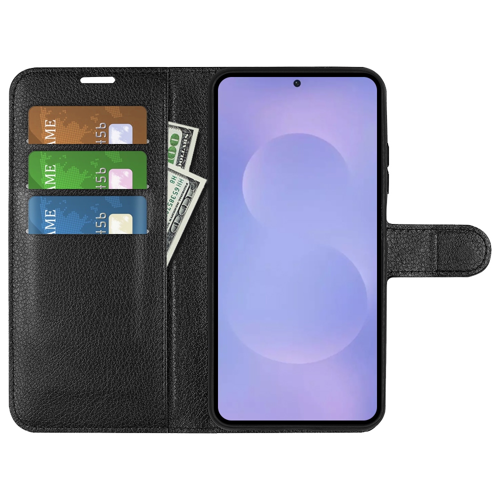 Litchi könyv tok Samsung Galaxy S26/S26 Pro készülékhez - fekete