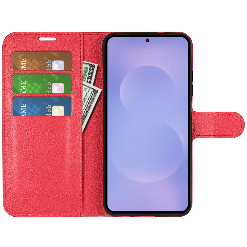 Litchi könyv tok Samsung Galaxy S26/S26 Pro készülékhez - piros