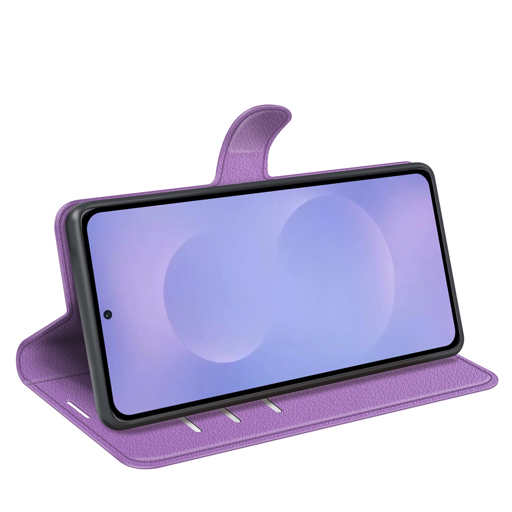 Litchi könyv tok Samsung Galaxy S26/S26 Pro készülékhez - lila