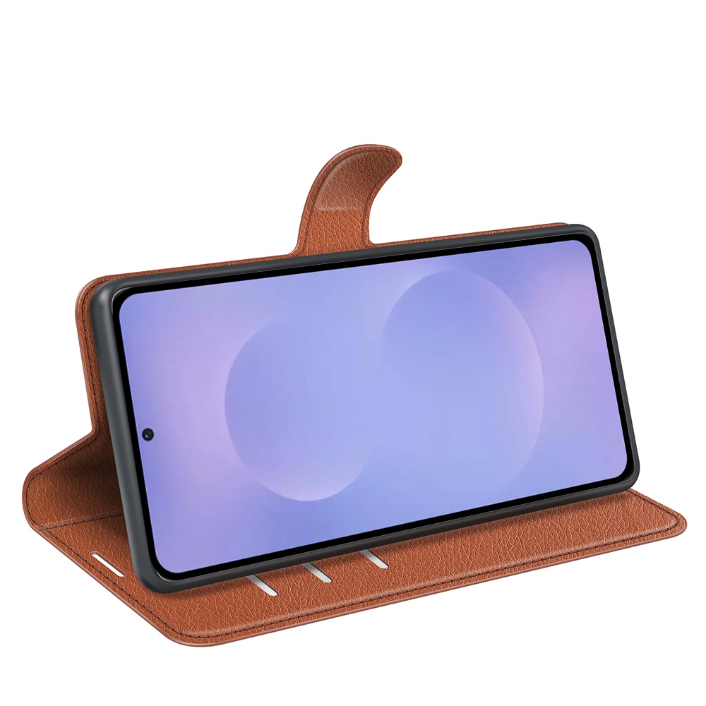 Litchi könyv tok Samsung Galaxy S26/S26 Pro készülékhez - barna