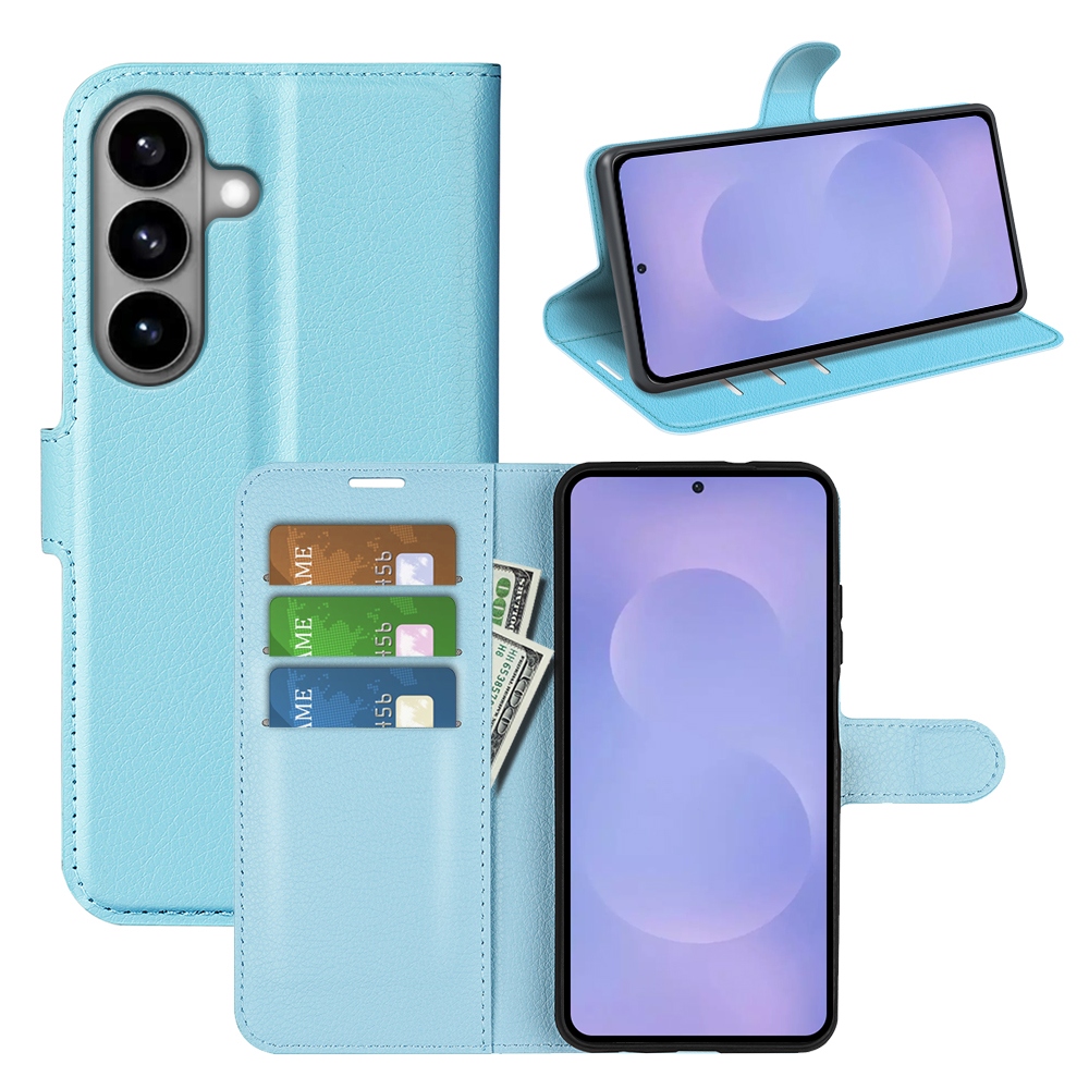 Litchi könyv tok Samsung Galaxy S26/S26 Pro készülékhez - kék