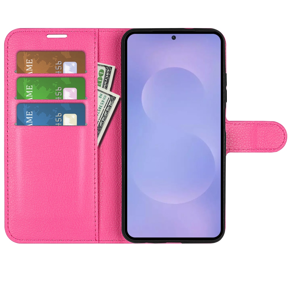 Litchi könyv tok Samsung Galaxy S26/S26 Pro készülékhez - rózsaszínű