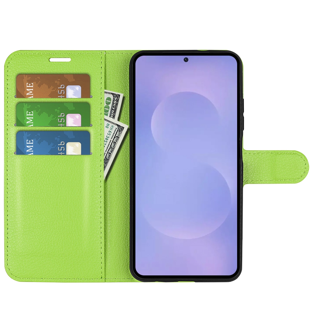 Litchi könyv tok Samsung Galaxy S26/S26 Pro készülékhez - zöld