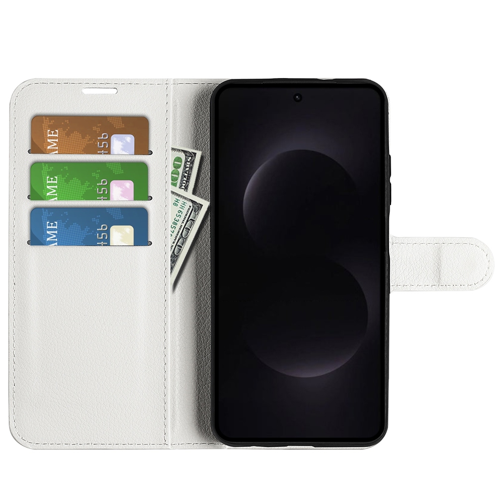 Litchi könyv tok Samsung Galaxy S26 Ultra készülékhez - fehér