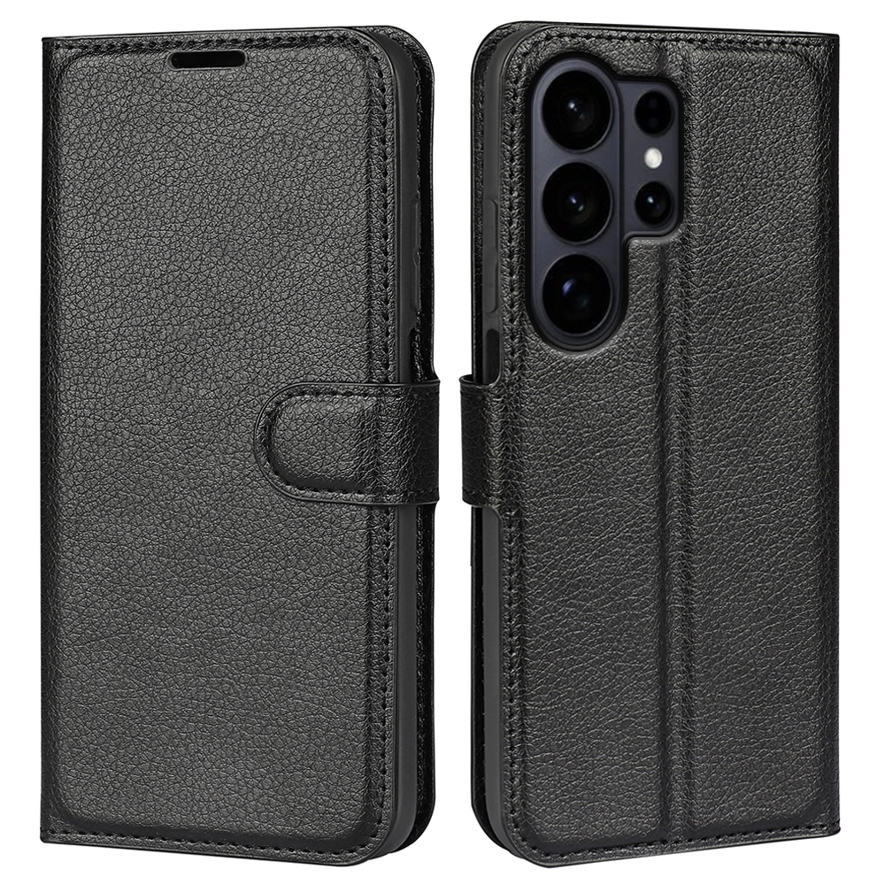 Litchi book tok Samsung Galaxy S26 Ultra készülékhez - fekete