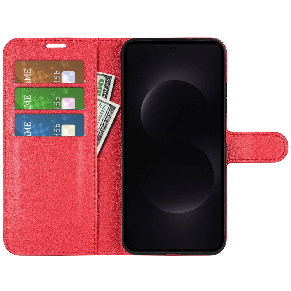 Litchi könyv tok Samsung Galaxy S26 Ultra készülékhez - piros