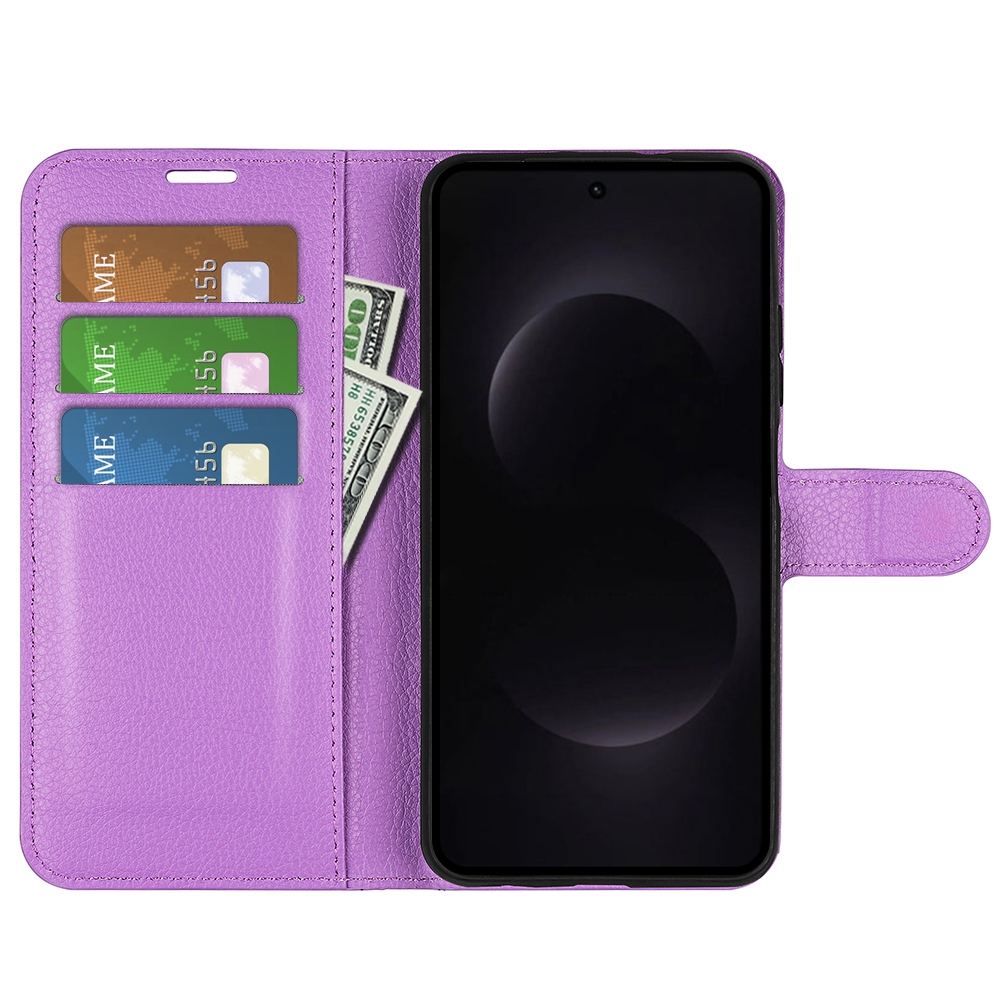 Litchi könyv tok Samsung Galaxy S26 Ultra készülékhez - lila