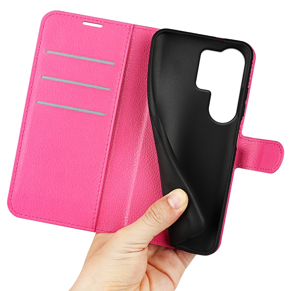 Litchi könyv tok Samsung Galaxy S26 Ultra készülékhez - rózsaszínű