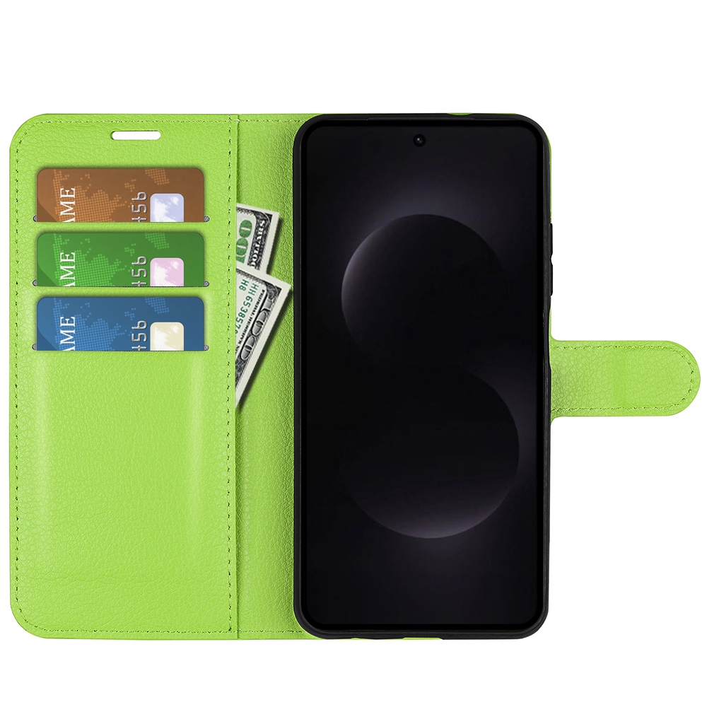 Litchi könyv tok Samsung Galaxy S26 Ultra készülékhez - zöld