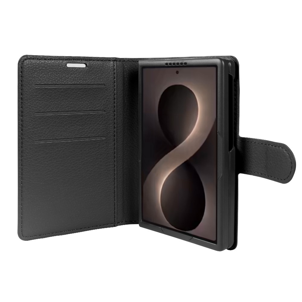 Litchi könyvformájú tok a Samsung Galaxy Z Fold8 5G-hez – fekete