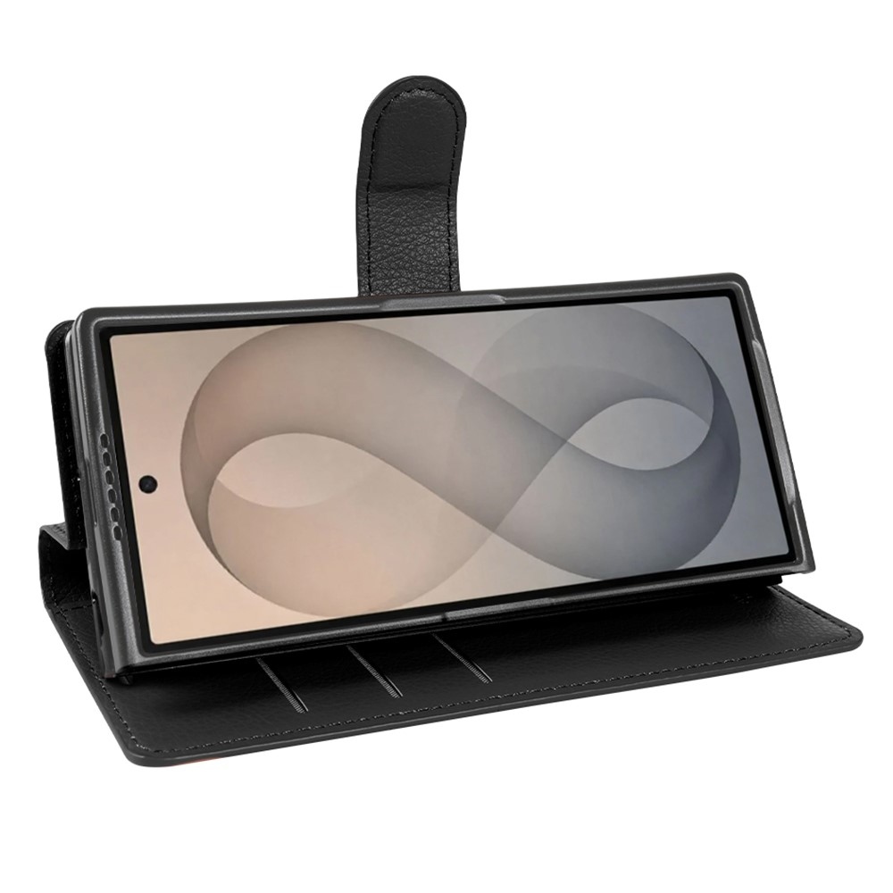 Litchi könyvformájú tok a Samsung Galaxy Z Fold8 Ultra 5G-hez – fekete