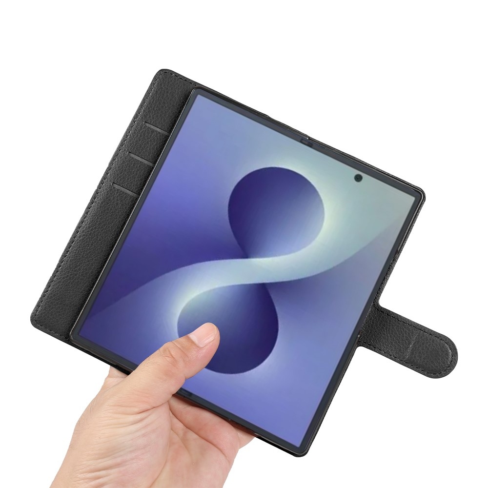 Litchi könyvformájú tok a Samsung Galaxy Z Fold8 Ultra 5G-hez – fekete