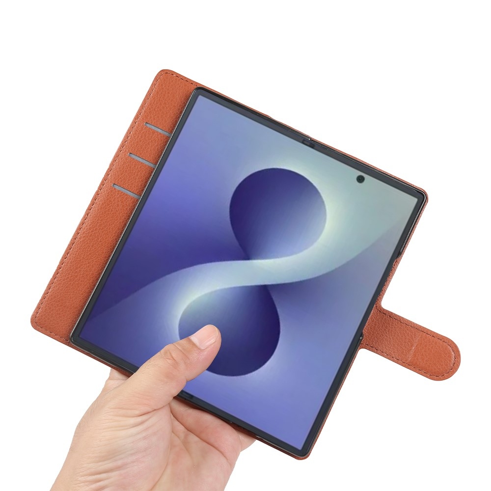 Litchi könyvformájú tok a Samsung Galaxy Z Fold8 Ultra 5G-hez – barna