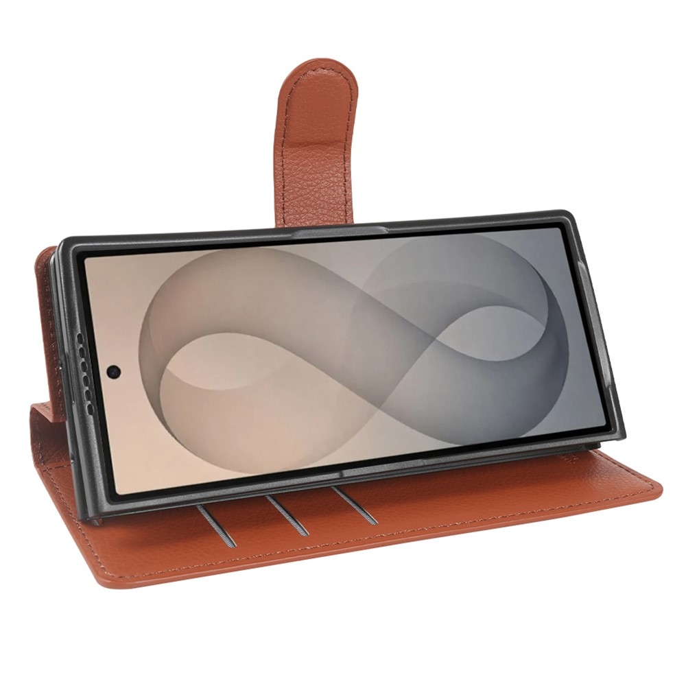 Litchi könyvformájú tok a Samsung Galaxy Z Fold8 Ultra 5G-hez – barna