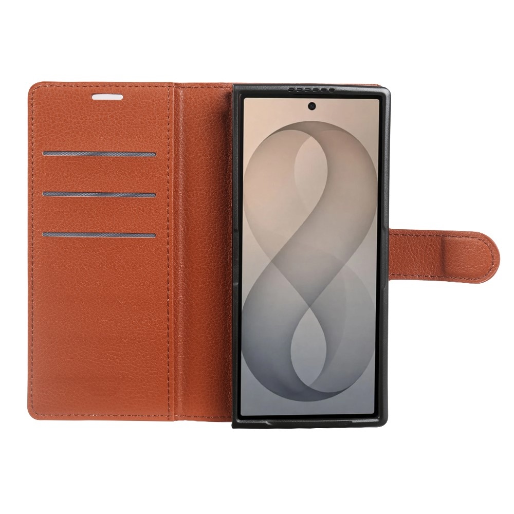 Litchi könyvformájú tok a Samsung Galaxy Z Fold8 Ultra 5G-hez – barna